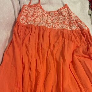 Elegant Orange Lace Maxi Dress